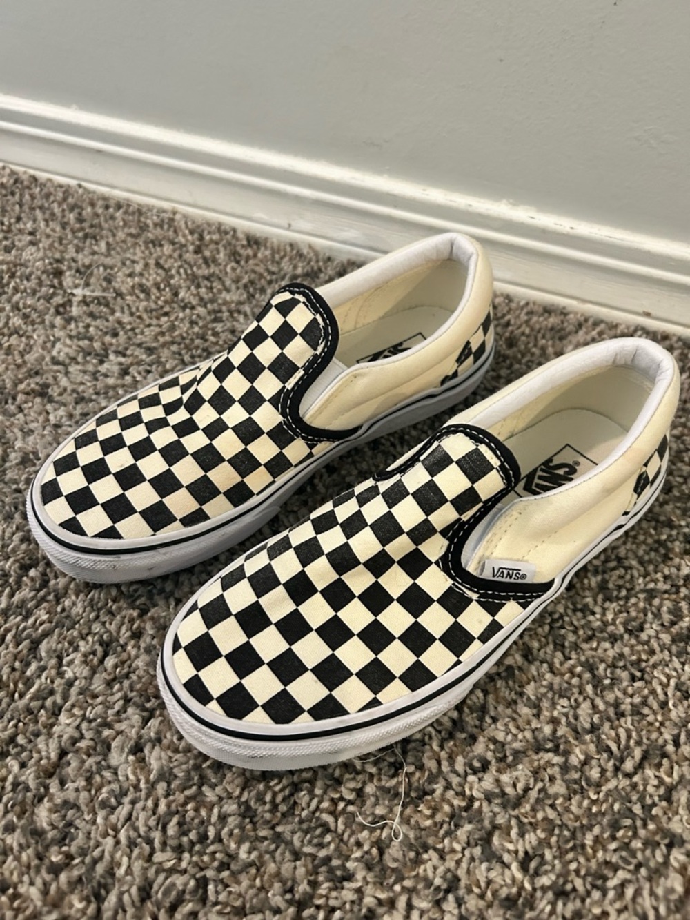 Vans Slip-On Checkerboard Sneakers - Black, White